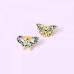 Wholesale Jewelry Design Alloy Brooch Blue Butterfly Baked Lacquer Badge
