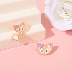 Wholesale Jewelry Cute Pink Fox Brooch Metal Badge