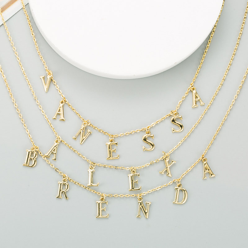 Alloy 18k Gold Plated English Alphabet Temperament Clavicle Chain Necklace Manufacturer