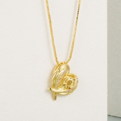 Angel Wings Love Shaped Necklace Mother's Day Brass With Zirconia Distributor