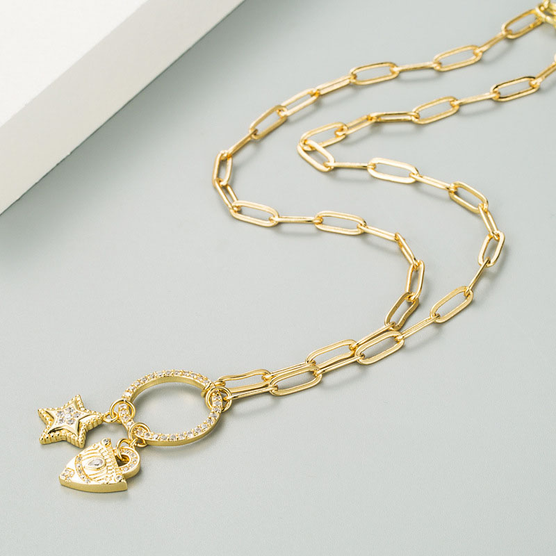 Alphabet Star Love Necklace Clasp Chain Brass With Zirconia Distributor