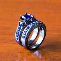 Fashion Deep Blue Zirconia Ring Creative Supplier