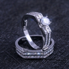 High-grade Full Diamond Square Zircon Wedding Ring Supplier