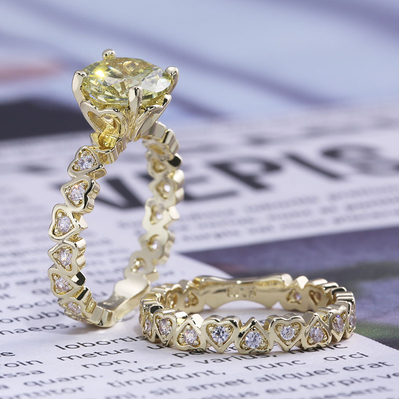 Exquisite Heart With Diamond And Zirconia Two-piece Copper Plated Gold Distributor
