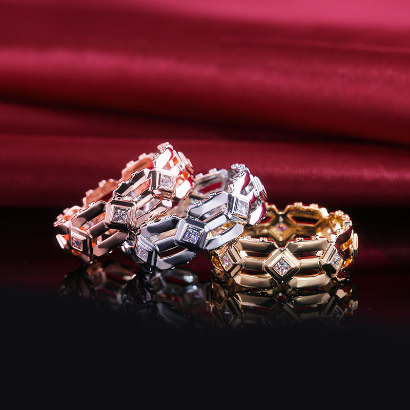 Fashion Wedding Rings Copper Rose Gold Plated Yellow Gold Ring Distributor