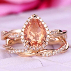 Rose Gold Drop Engagement Ring With Micro Zirconia Distributor