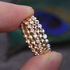 Fashion Tri-color Set Copper Ring Zirconium Supplier