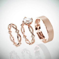 Openwork Pattern With Zirconium Copper Plated Rose Gold Ring Distributor