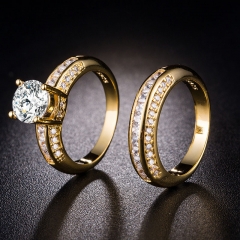 Zircon Rings Copper Silver Plated Couple Wedding Supplier