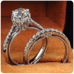 Brass And White Gold Zircon Couple Ring Distributor