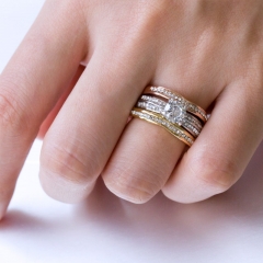 Three-piece Micro-set Diamond Zirconia Knuckle Ring Supplier