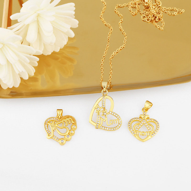 Wholesale Jewelry Necklace Mom Heart With Diamonds Pendant