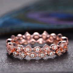 Fashion Copper Rose Gold Plated Zircon Ring Supplier