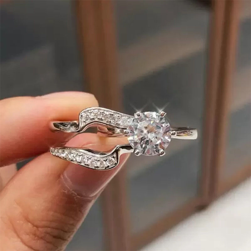Copper Set Zirconia Fashion Temperament Engagement Ring Distributor