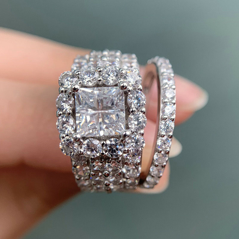 Full Diamond Zirconia Set Ring Wedding Distributor