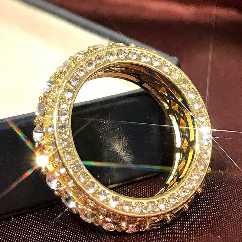 Creative Alloy Gold Full Diamond Round Ring Distributor