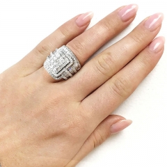 Luxury Exaggerated Rhinestone Wedding Band Set Ring Distributor