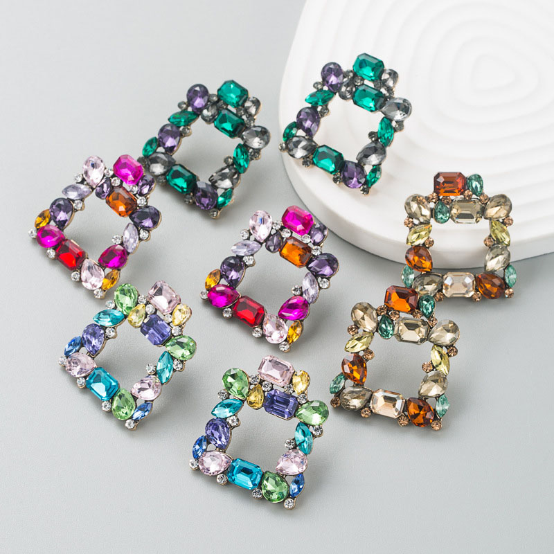 Trendy Alloy With Diamonds Square Earrings Mini Super Flash Distributor