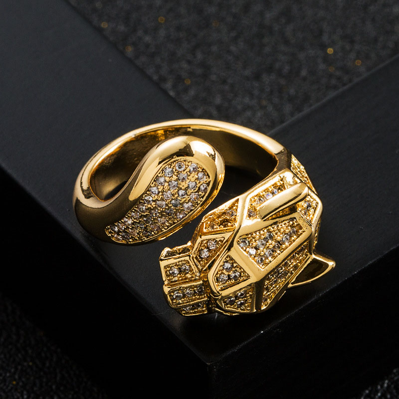 Copper Micro-set Zirconia Leopard Head Ring High Sense Of Trendy Light Luxury Ring Supplier