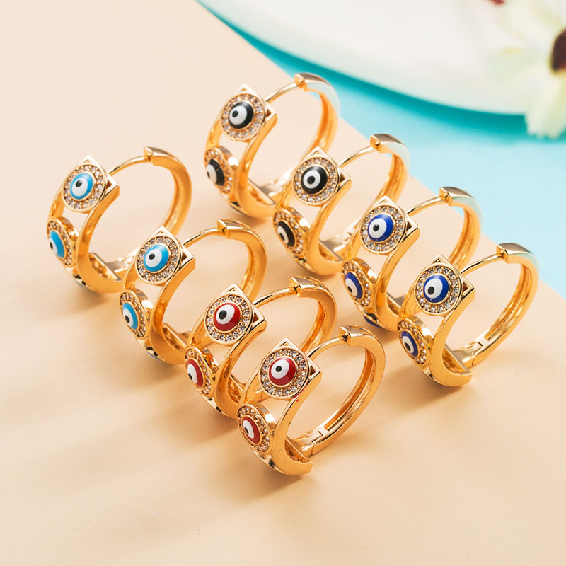 Zircon Devil's Eye Earrings Delicate Trendy Party Rose Gold Earrings Supplier
