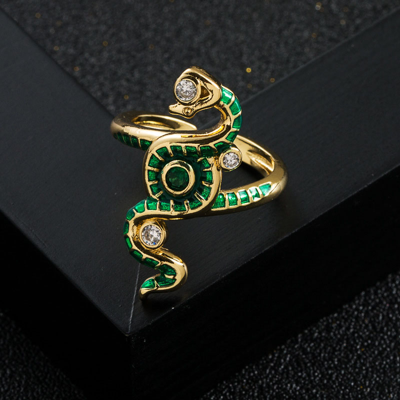 Copper Gold Plated Micro Zirconia Snake Winding Ring Senior Sense Of Open Finger Ring Supplier