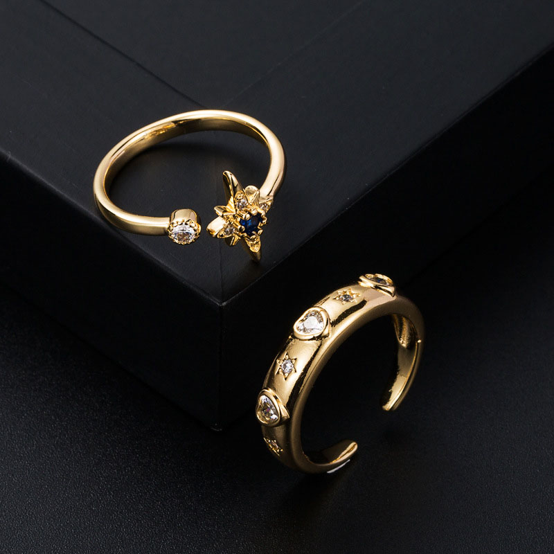 Simple Constellation Shape Copper Gold-plated Color Ring Opening Adjustable Distributor