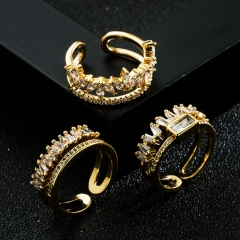 Copper Plated Real Gold Micro Zirconia Geometric Ring Supplier