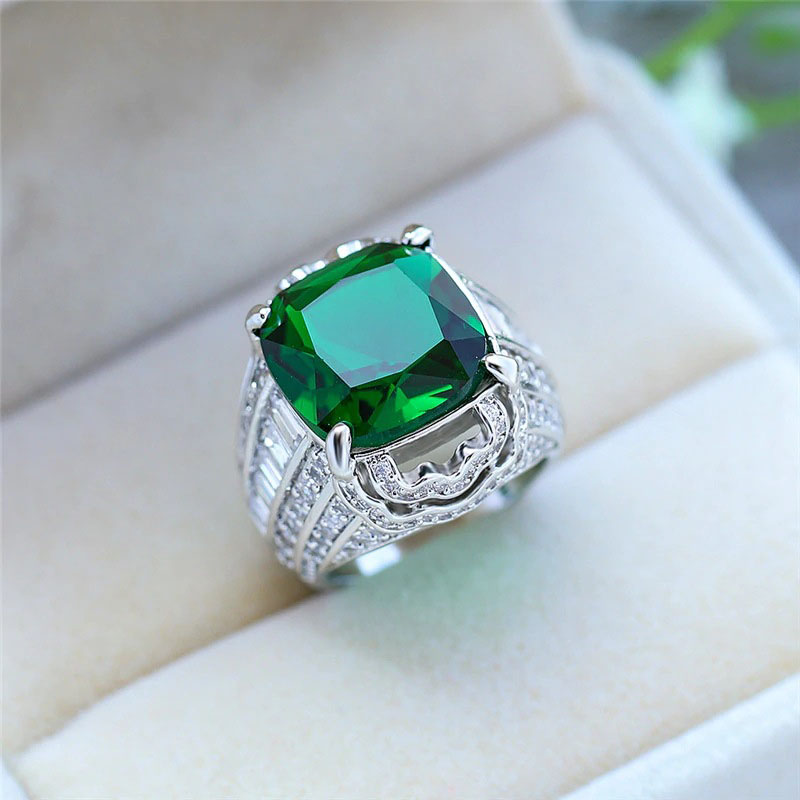 Wholesale Jewelry Classic Emerald Ring Micro Zirconia