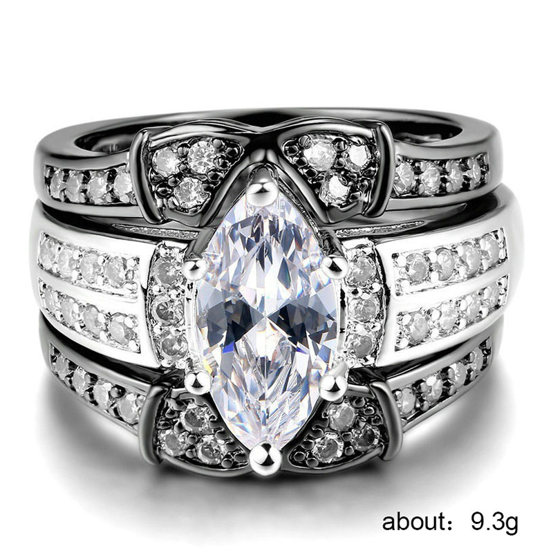 Luxury Triple Set Ring For Women High-grade Plated White Gold Engagement Ring Distributor