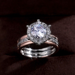 Wholesale Jewelry Creative Two-tone Zirconia Engagement Ring