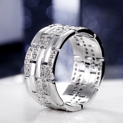 Wholesale Jewelry Fashionable Wide Men's Ring With Micro Zirconia