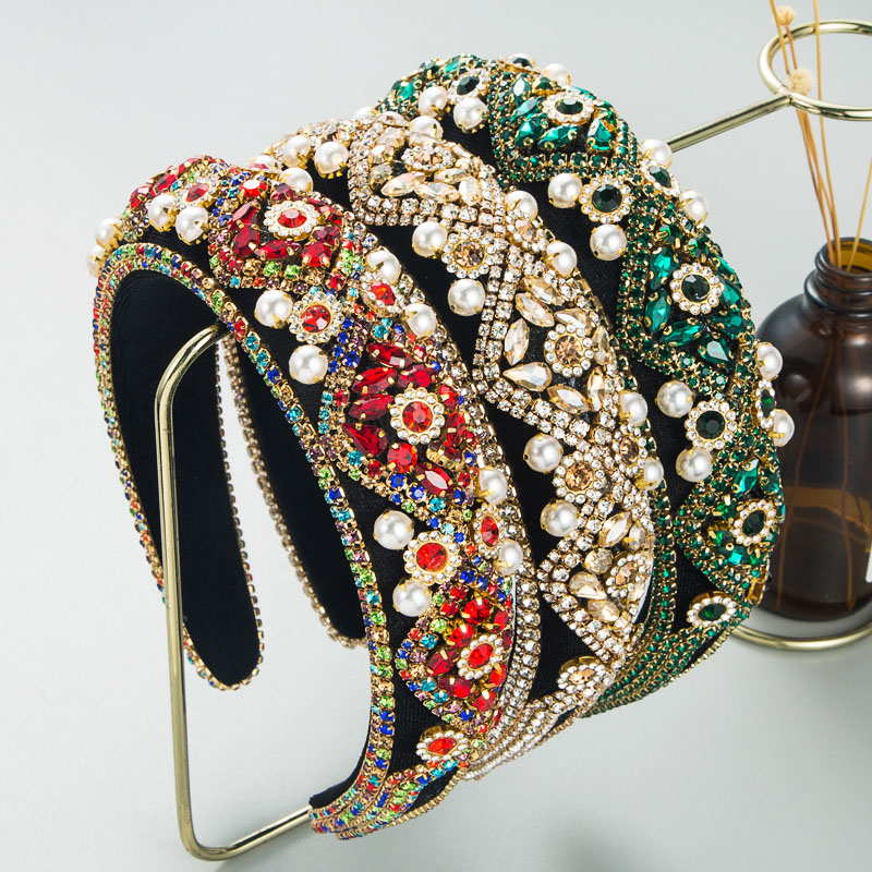 Heavy Craft With Diamonds Pearl Velvet Retro Sponge Headband Supplier