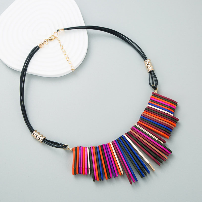 Fashion Colorful Geometric Exaggerated Necklace Vintage Ethnic Distributor