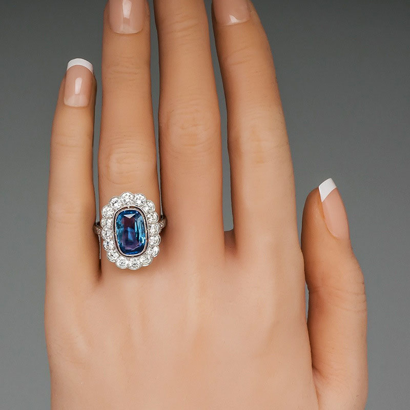 Wholesale Jewelry High-grade Luxury Colored Gemstone Ring With Aquamarine Zirconia Women's Ring