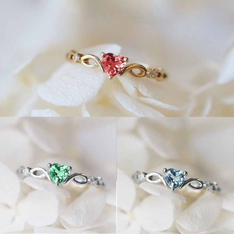 Wholesale Jewelry Peach Heart Ladies Copper Ring Love Heart Shaped Zircon Set Diamond Plated White K Fashion