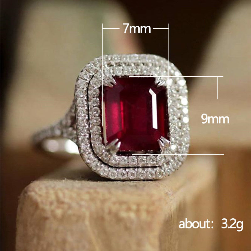 Wholesale Jewelry Sparkling Diamond Square Princess Ring Engagement Proposal