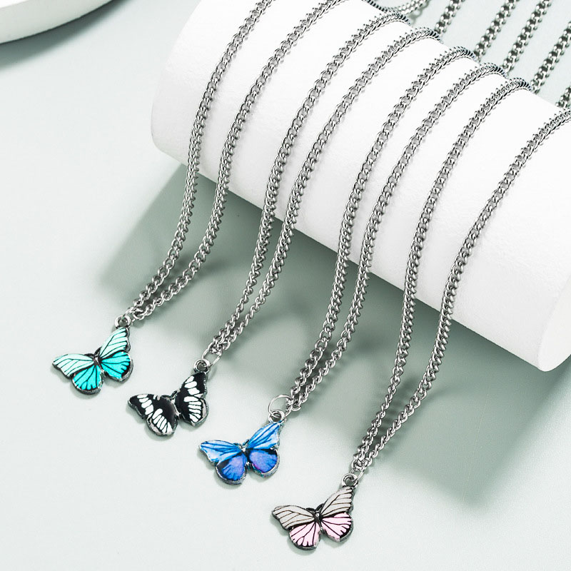 Small Fresh Fashion Colorful Butterfly Necklace Dripping Oil Spell Color Distributor