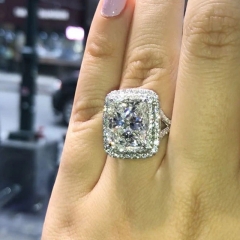 Wholesale Jewelry Sparkling Diamond Square Princess Ring Women's Fashion Engagement Proposal Diamond Ring