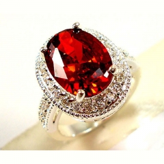 Wholesale Jewelry Elegant Lady Red Corundum Ring Extra Large Zirconia Fashion Party