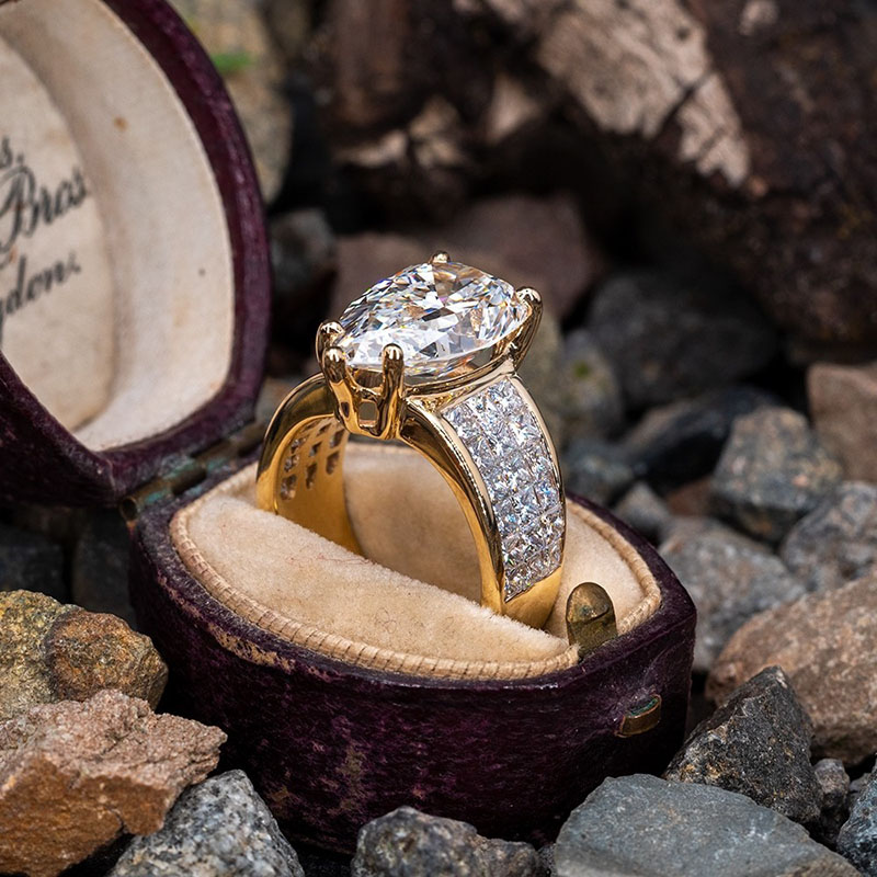 Wholesale Jewelry Teardrop Pear-shaped Zircon Ring Simple Micro-set Square Diamond Ring