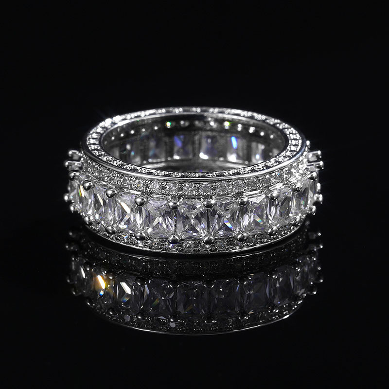 Wholesale Luxurious Full Zirconia High Grade Square Diamond Trendy Ring