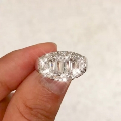 Wholesale Full Diamond Luxury T-square Zirconia Ring