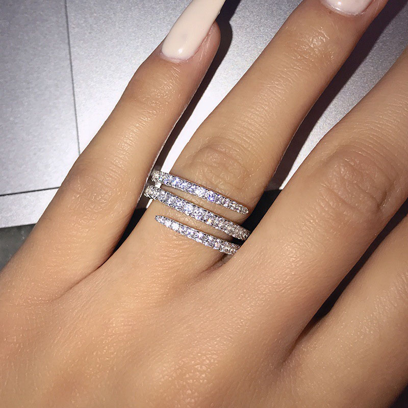 Wholesale Creative Micro-set Full Zirconia Triple Wrap Ring