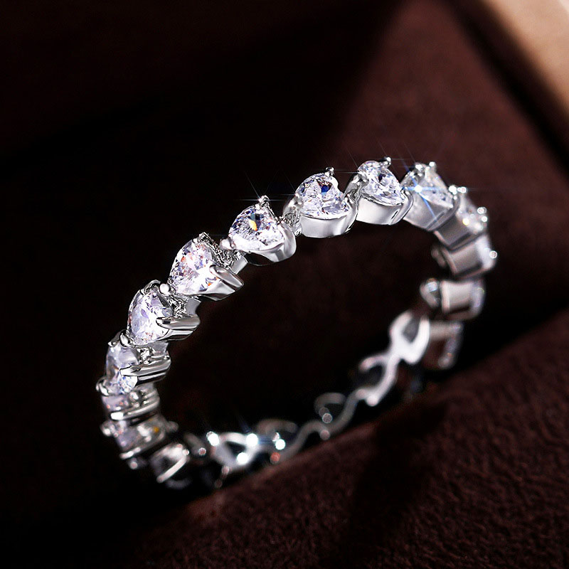 Wholesale Sweet Full Circle Heart Zirconia Ring