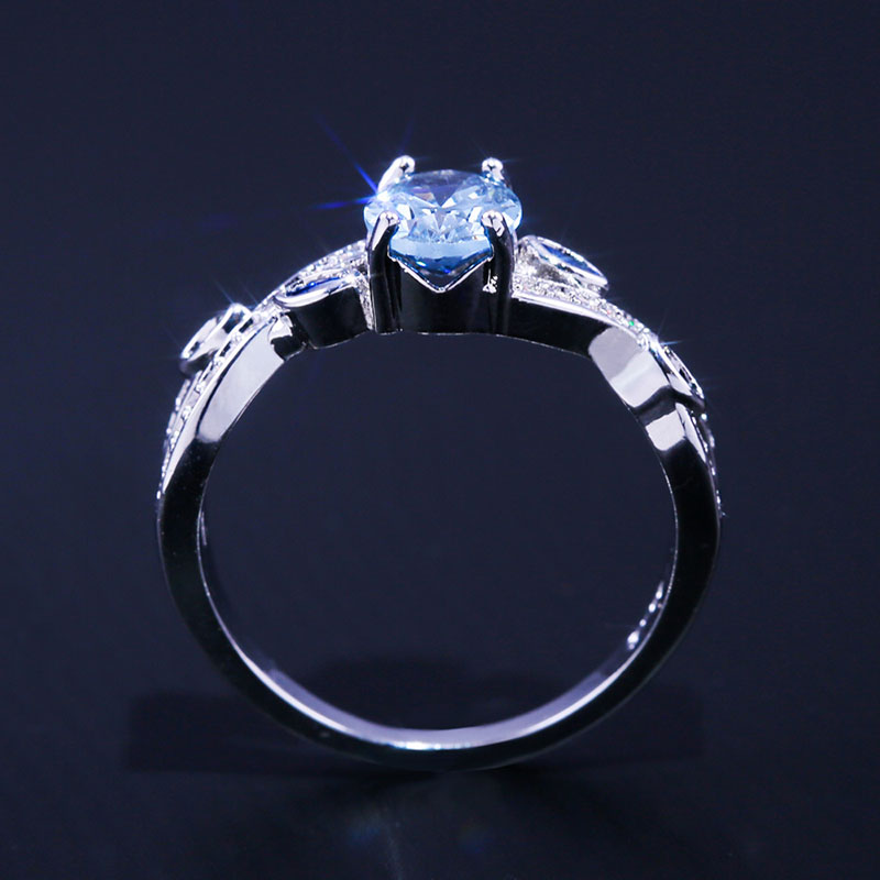 Wholesale Jewelry Fashion Treasure Blue Zirconia Ladies Ring