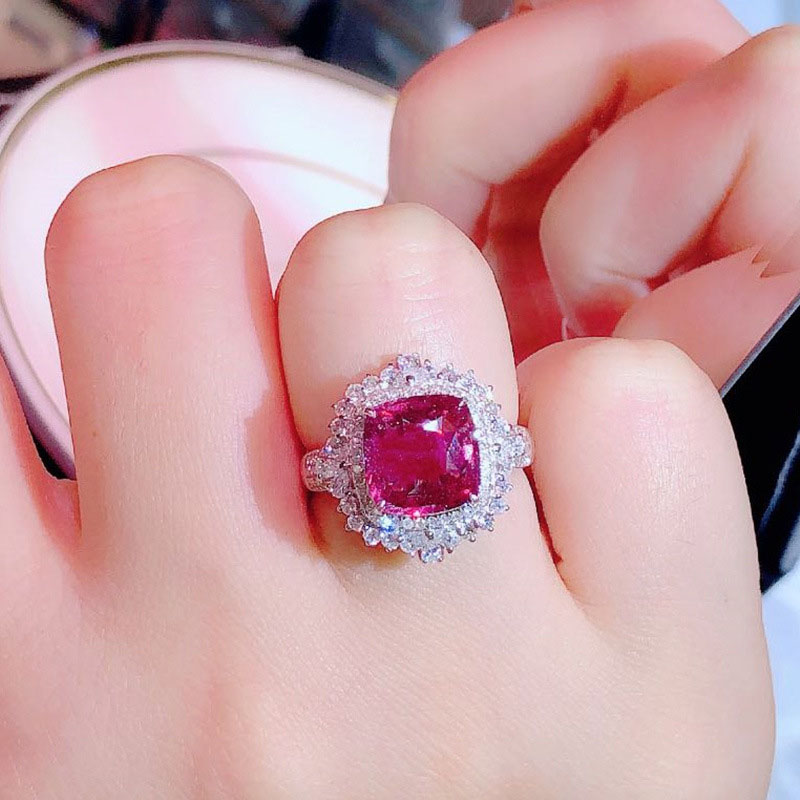 Wholesale Popular Colored Gemstone Simulation Ruby Zircon Ring