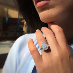 Wholesale Jewelry Fashion Ol Pear Shaped Drop Zirconia Ring