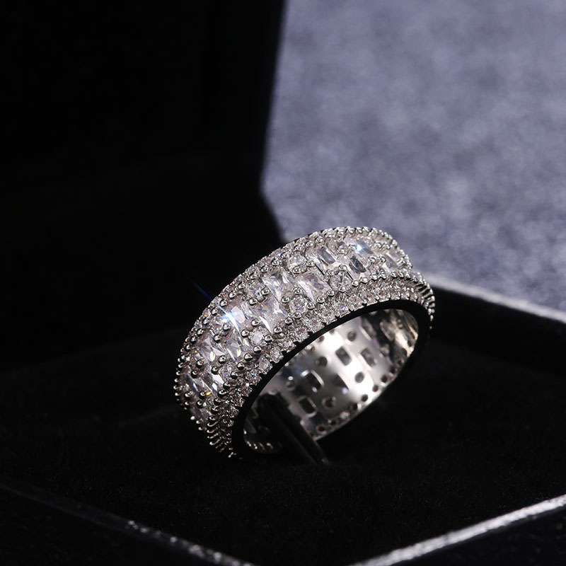 Wholesale Jewelry Vintage Irregular Rectangular Zirconia Diamond Ring