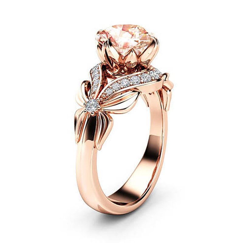 Wholesale Jewelry Fashion Bow Copper Rose Gold Plated Zirconia Ring