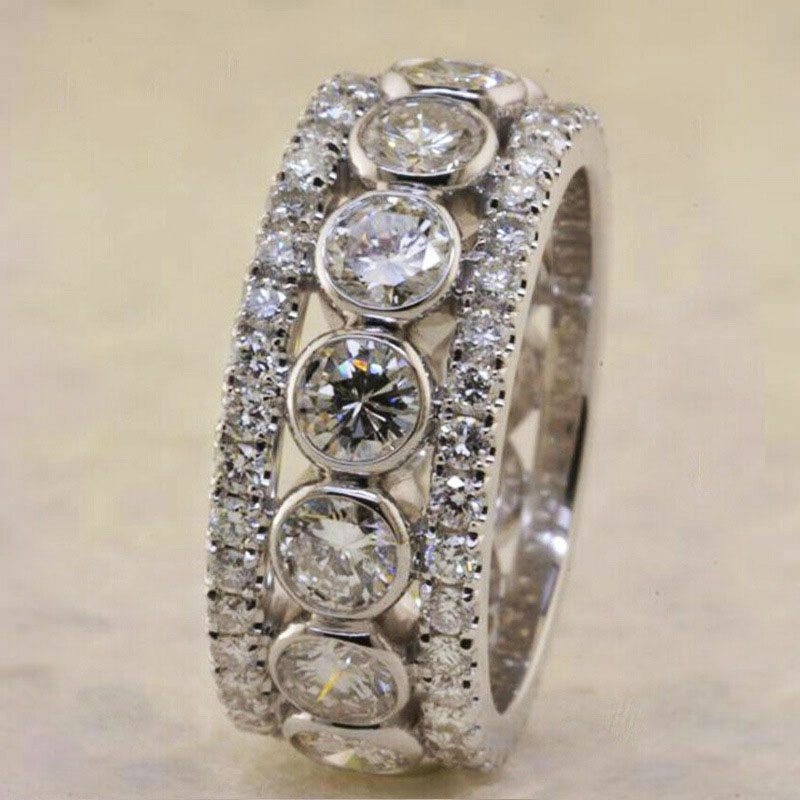 Wholesale Openwork Round Micro-set Zirconia Ring